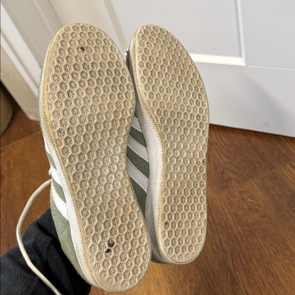adidas Sage Green & White Gazelle Suede Sneakers - Picture 10 of 10